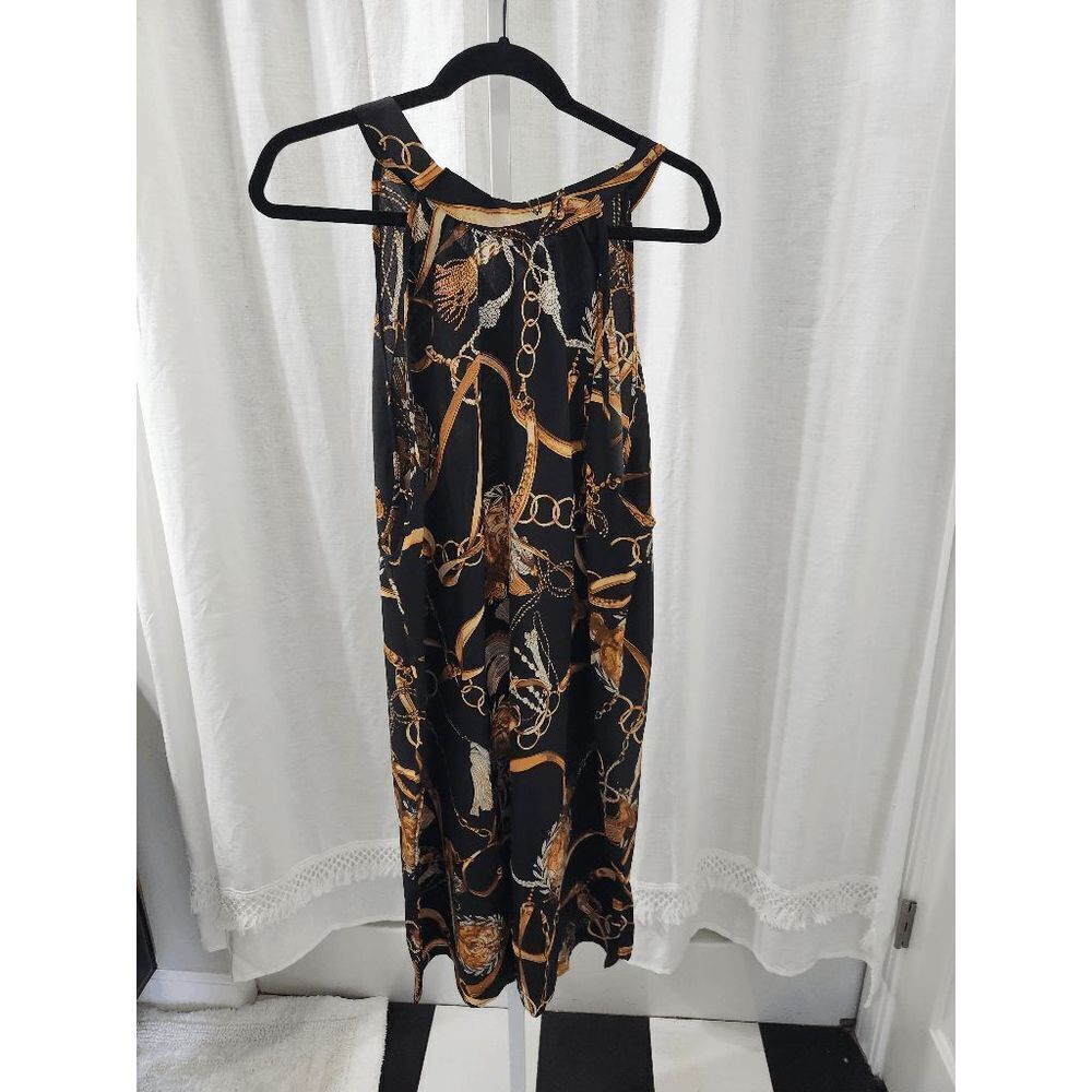 Black Nautical Halter Dress with Tie Neck - 4XL